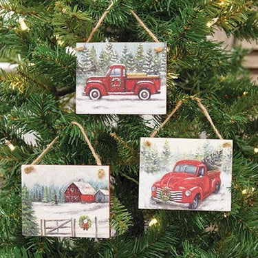 3 Set Farm Life Distressed Ornaments - The Fox Decor